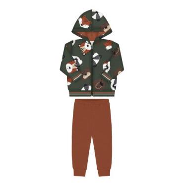 Imagem de Conjunto Infantil Moletom Floresta Verde Menino Alakazoo, P