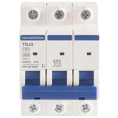Imagem de Mini Disjuntor Tramontina 3 Polos 63 A Curva C Branco Nbr 60898