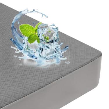 Imagem de Protetor de colchão de bambu premium – Capa de colchão de cama tamanho completo, impermeável e ultramacia, respirável, silenciosa, lavável para conforto e proteção MC03FULL-LG