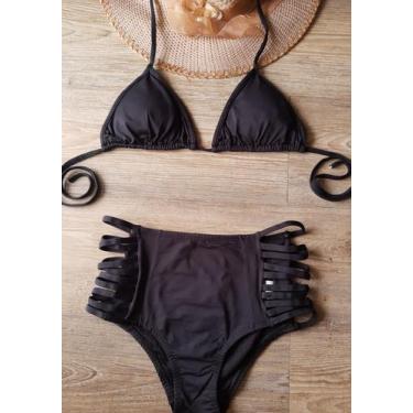 Imagem de Biquíni cortininha calcinha hotpants preto G - Dani lingerie