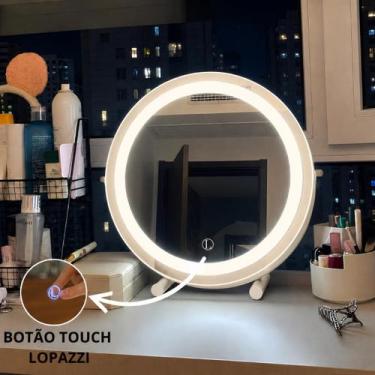 Imagem de Espelho Lopazzi de Mesa para Maquiagem com 3 LEDS Touch Penteadeira De