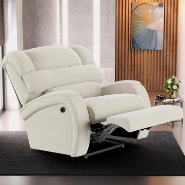 Imagem de Poltrona Reclinável Kylie G23 Elétrica com Massagem Usb Veludo Bege para Sala de Cinema Gran Belo