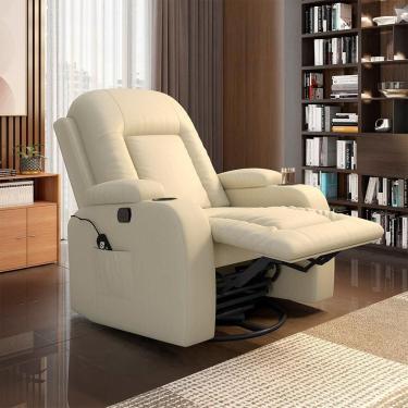 Imagem de Poltrona Reclinável Crihs G23 com Massagem e Aquecimento Corino Bege Gran Belo