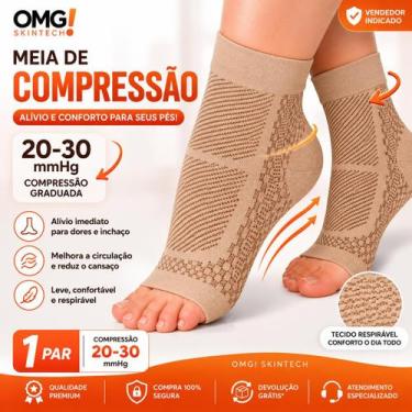 Imagem de Par de Meias Ortopédicas de alta Compressão INTELIGENTE Tornozelo para