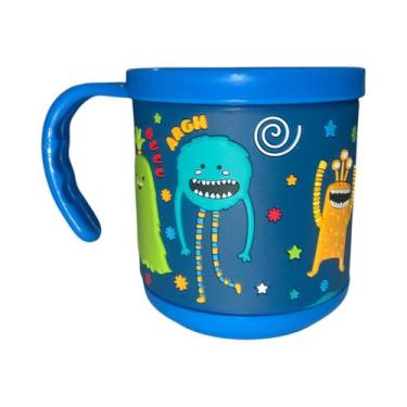 Imagem de Copo Infantil Emborrachado Meninos Caneca de Criança Escolar Cor:Azul 
