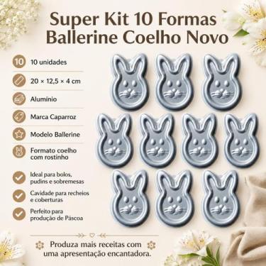 Imagem de Assadeiras Super Kit 10 Formas Ballerine Coelho 20x12,5x4cm Caparroz A