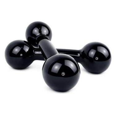 Imagem de Halter Peso 3kg Bola Emborrachado Par Exercício Em Casa Academia Ginás