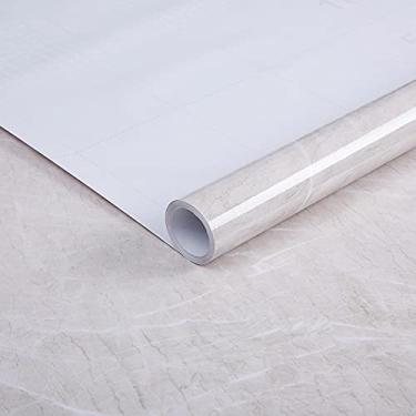 Imagem de WSWJDW Adesivos de parede Móveis de sala de estar Área de trabalho Vinil de mármore à prova d'água Papel de contato autoadesivo de cor sólida Decoração de casa, 6,60 cm x 2 m