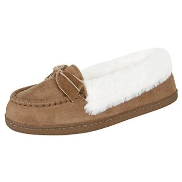 Imagem de Jessica Simpson Mocassim Pantufa Feminino de Camurça Micro para Ambientes Internos e Externos, Canela, 2GG