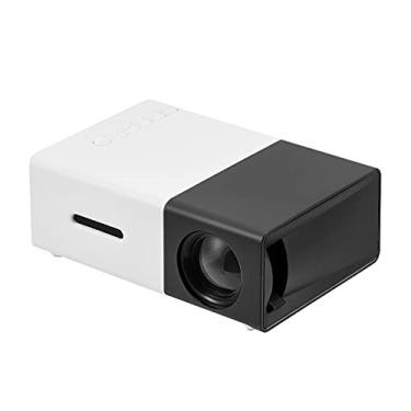 Imagem de Mini projetor, mini projetor de LED portátil de cinema em casa elegante, projetor HD HDMI, mini projetor de LED para ambientes externos e internos, plugue dos EUA, preto e branco