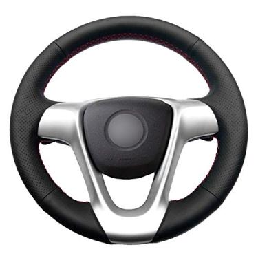 Imagem de MVMTVT Capa de volante de carro para Smart Fortwo 2009-2013, Capa de volante de carro costurada à mão em couro PU preto