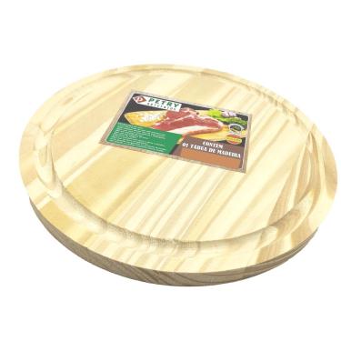 Imagem de Tábua Redonda com Coletor Lateral 35cm Pinos Churrasco Pizza Petisco Queijos e Frios