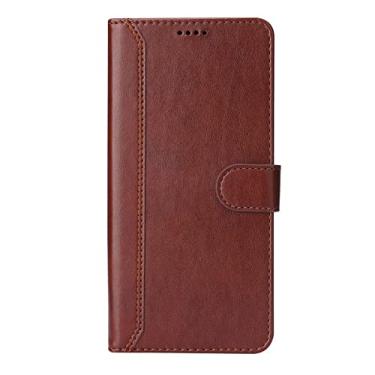 Imagem de GSYH Capa carteira para iPhone 13 Mini/13/13 Pro/13 Pro Max, Capa de couro PU com compartimentos para cartão Proteção de câmera Kickstand Estilo livro Flip Capa para celular, Marrom, 13pro 15,1 cm