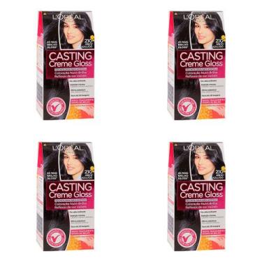 Imagem de Kit 4 Und Tintura L'oréal Casting Creme Gloss 210 Preto Azulado 40ml