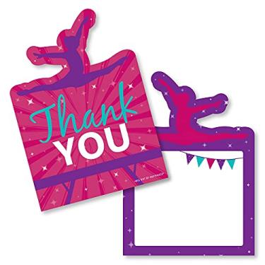 Imagem de Big Dot of Happiness Tumble, Flip and Twirl – Ginástica – Cartões de agradecimento em forma – Cartões de agradecimento para festa de aniversário ou ginasta – Conjunto de 12