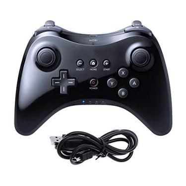 Imagem de CooleedTEK Controle remoto preto clássico sem fio Pro controle de jogo gamepad joypad para Nintendo Wii U