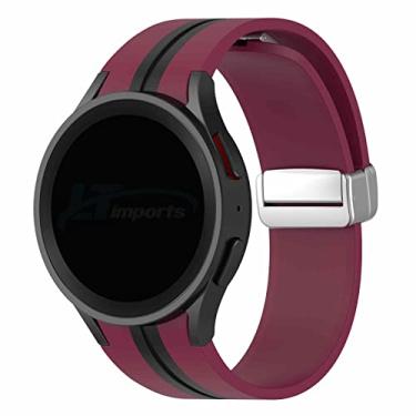Imagem de Pulseira Listrada Fecho Magnetico LTIMPORTS, compativel com Galaxy Watch 6 - Galaxy Watch 5 - Galaxy Watch 4 (Vinho/Preto, Fecho PRETO)