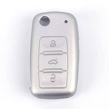 Imagem de SELIYA Capa para chave de carro remoto de silicone, apto para Volkswagen VW POLO Tiguan Passat B5 B6 B7 Golf EOS Scirocco Jetta MK6 Octavia, prata