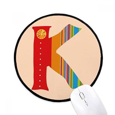 Imagem de DIYthinker K Alfabeto Laranja Frutas Bonito Padrão Mouse Pad Desktop Escritório Tapete Redondo para Computador