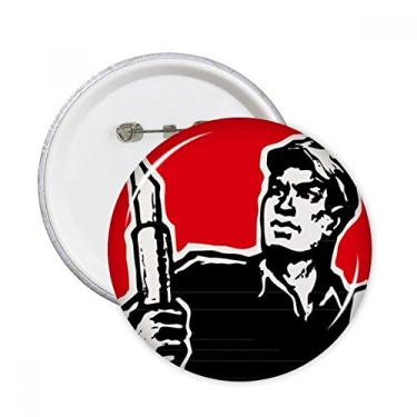 Imagem de Caneta livro chapéu vermelho patriótico redondo pinos crachá botão decoração acessório 5 peças