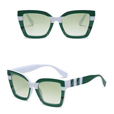 Imagem de Óculos de sol quadrado feminino design de tendência armação multicolorida óculos de sol masculino gradiente óculos de sol de viagem ao ar livre, verde verde, tamanho único