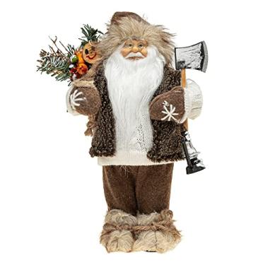 Imagem de Papai Noel Boneco Luxo 30cm Lenhador Colete Luvas Decoracao Natal Enfeite Premium