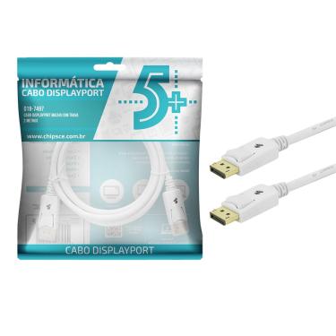 Imagem de Cabo Displayport 5 + Chipsce 1.2 c/ Trava Branco 2m 018-7497