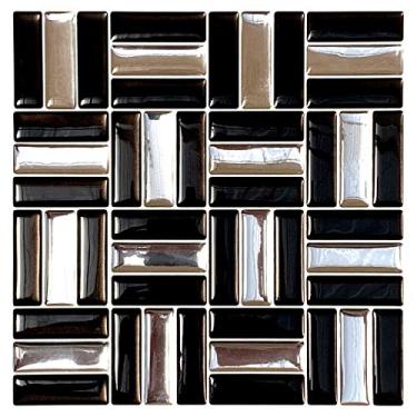 Imagem de Pastilha Adesiva Baguete Cromada Preta 4 Placas Adesivo 3 M