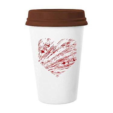 Imagem de Caneca vermelha de coração para o Dia dos Namorados Caneca de café Copo de cerâmica