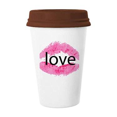 Imagem de Caneca de cerâmica para copo de café com tampa de cerâmica do Dia dos Namorados