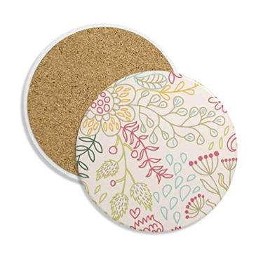 Imagem de Caneca para porta-copos com tinta de plantas e folhas de linha, pedra absorvente de proteção de mesa