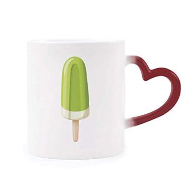 Imagem de Caneca de grés verde com picolé doce sorvete sensível ao calor Caneca vermelha que muda de cor
