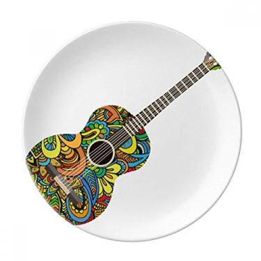 Imagem de Prato de design de guitarra com estampa de instrumento musical decorativo de porcelana Salver louças de jantar