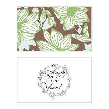 Imagem de Green Brown Flower Plant Paint New Year Festival Greeting Card Bless Message Gift