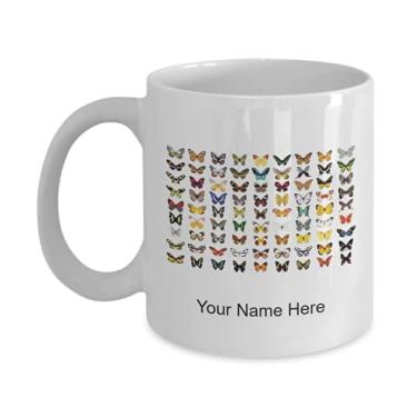 Imagem de Caneca de borboleta personalizada, copo de borboleta de chita, ideia de presente de borboleta, copo de borboleta personalizado, caneca de borboleta personalizada - Caneca de café de 325 ml