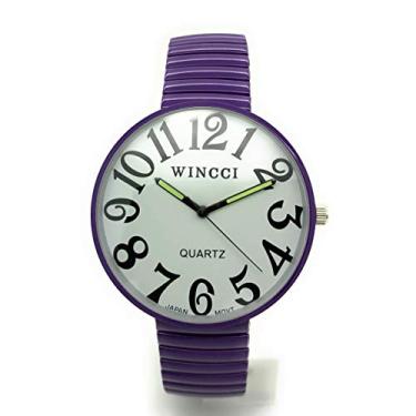 Imagem de Pulseira elástica masculina Jumbo Big Numbers Fashion Watch Wincci, Roxa