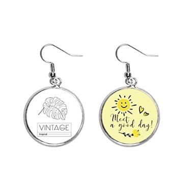 Imagem de Brincos de flor de sol com folhas tropicais clássicas, joias modernas