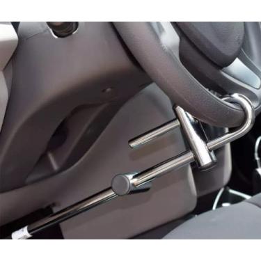 Imagem de Tranca Trava Carros Volante Pedal Carro Anti Furto Segurança Aço Puro Cromada