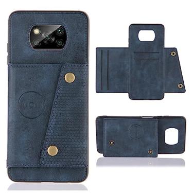 Imagem de Para Xiaomi Poco X3 Pro Case Couro Magnético Titular Carteira Casos Para Poko Poxo Pocco Pouco X 3 NFC X3Pro Slot para Cartão Capa Traseira, Azul, para POCO X3 NFC