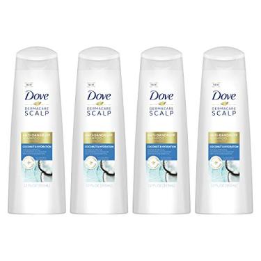 Imagem de Dove Xampu de caspa Dermacare para couro cabeludo seco, coco e hidratação, shampoo anticaspa 355 ml, pacote com 4
