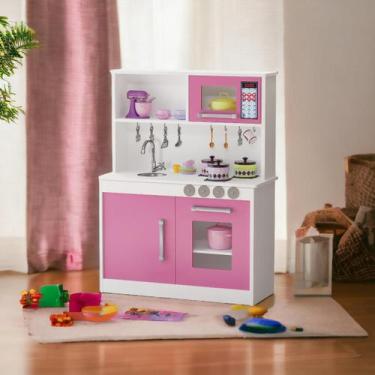 Imagem de Kit Cozinha Infantil Perfeita C/ Pia Fogão Microondas -Rosa - Potente