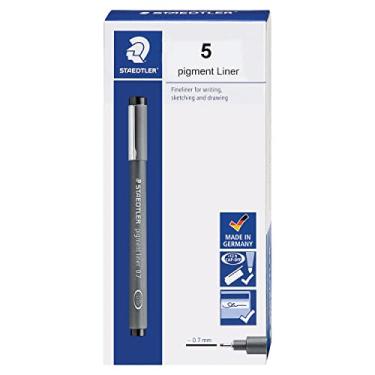 Imagem de STAEDTLER Forro de pigmento, caneta fina para desenho, esboço, diário, 0,7 mm, preto, caixa com 5 canetas, 308 07-9 04