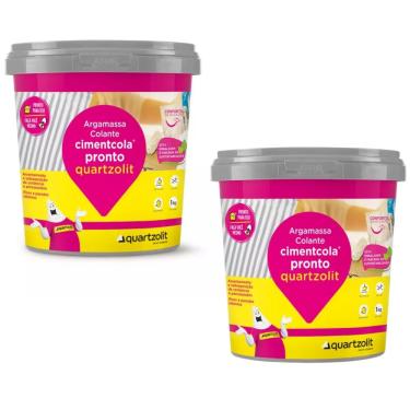Imagem de Kit 2 Cimento Cola Pronto Pratico Facil Cimentcola 1Kg Quartzolit