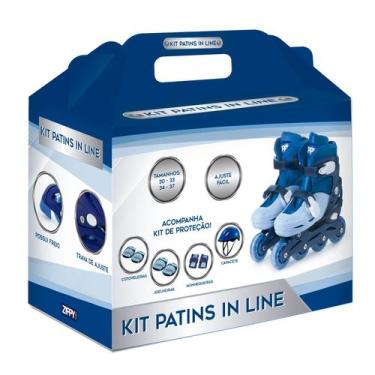 Imagem de Kit Patins In Line Ajustável Azul Zippy Toys