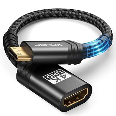 Imagem de JSAUX Mini adaptador HDMI para HDMI, cabo mini HDMI macho para HDMI fêmea com 4K 60Hz HDR 3D 18Gbps, compatível com câmera, filmadora, Raspberry Pi Zero, laptop, tablet preto