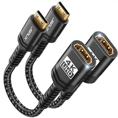 Imagem de JSAUX Mini adaptador HDMI para HDMI, pacote com 2, cabo mini HDMI macho para HDMI fêmea com 4K 60Hz HDR 3D 18 Gbps, compatível com câmera, filmadora, placa de vídeo, Raspberry Pi Zero W, laptop