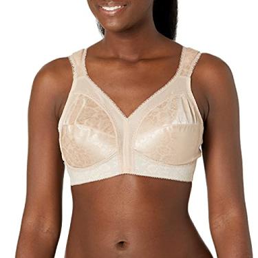 Imagem de PLAYTEX Sutiã feminino sem fio com alça confortável 18 horas, sutiã de cobertura total com TruSupport de 4 vias, pacote com 2, Cafe Au Lait (nude), 44D