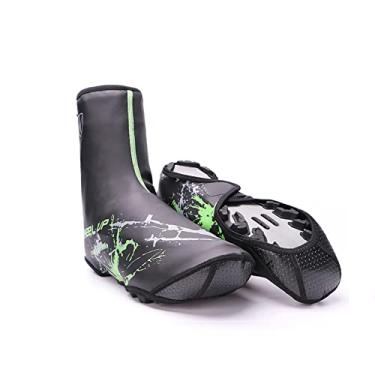 Imagem de Capas térmicas para sapatos de ciclismo à prova de vento e à prova de chuva, aquecedores espessos, galochas para equitação profissional, corrida de estrada, MTB, equipamento de ciclismo, verde, GG (45