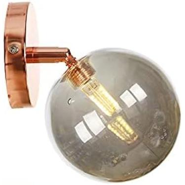 Imagem de Luzes de arandela de parede de bola de vidro contemporânea com acabamento em ouro rosa, luminárias de parede globo, lanterna de parede de decoração interna, para restaurante, sala de estar,