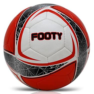 Imagem de Bola de futebol profissional Footy by Brisko USA | Bola de alto desempenho | Bola de treinamento para adultos | Treinamento, interior, exterior, clube | Tamanho oficial 5 | Costurada à mão | Inclui bomba de ar (vermelha)